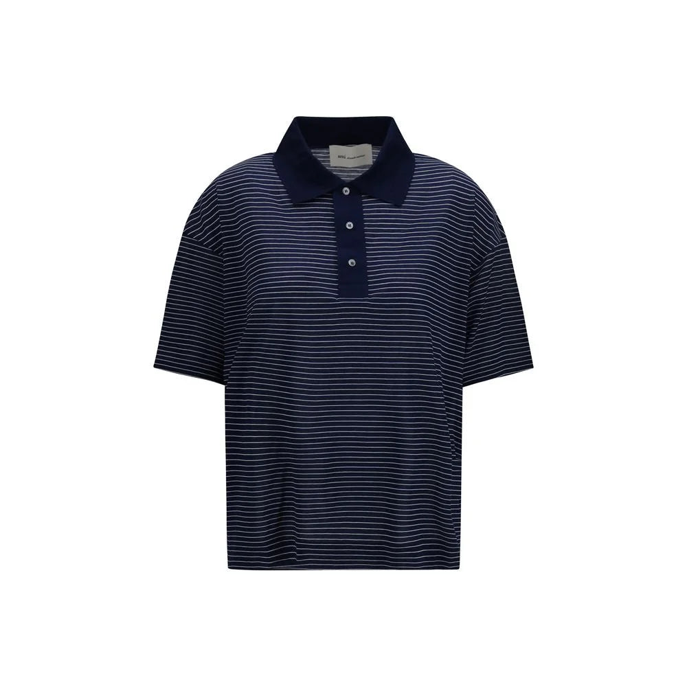 Ami Paris Blue Cotton Polo Shirt