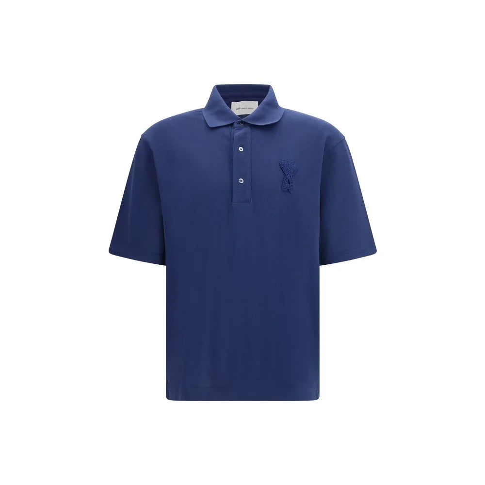 Ami Paris Blue Cotton Polo Shirt