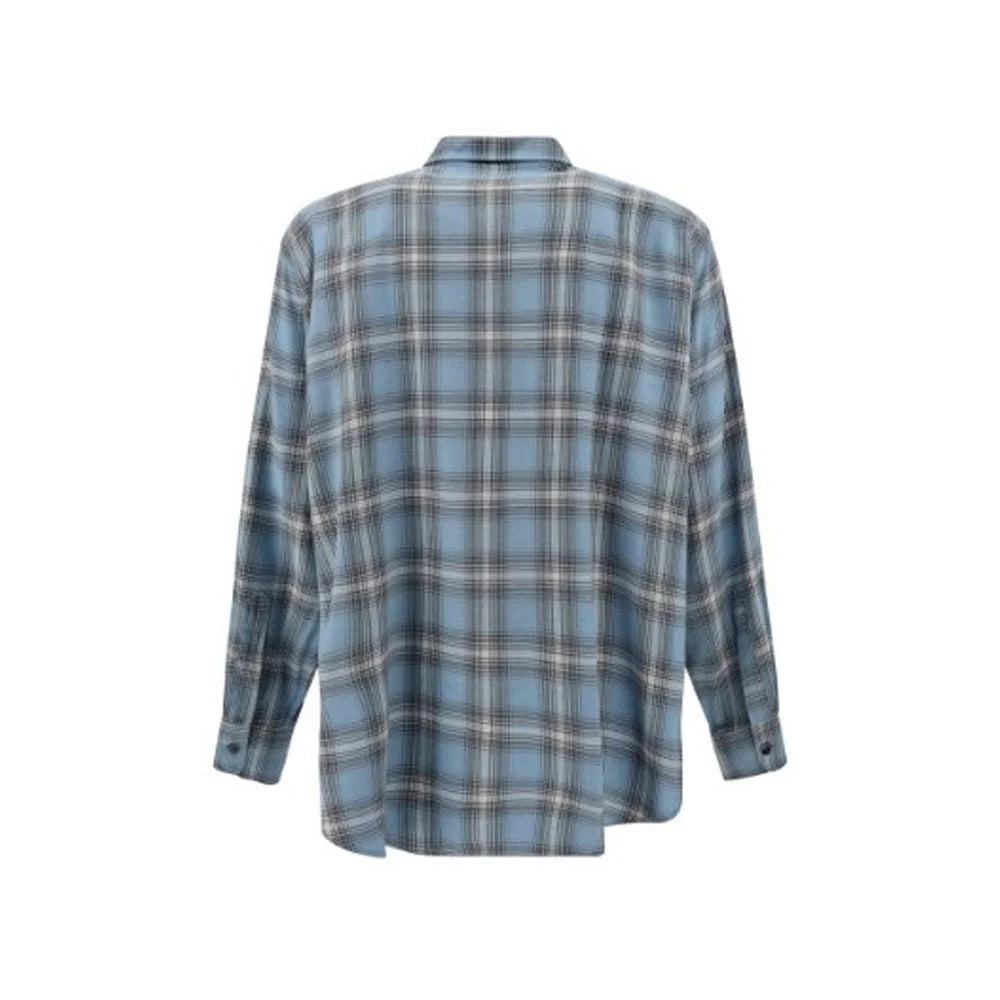 Ami Paris Blue Virgin Wool Pattern Shirt - XL