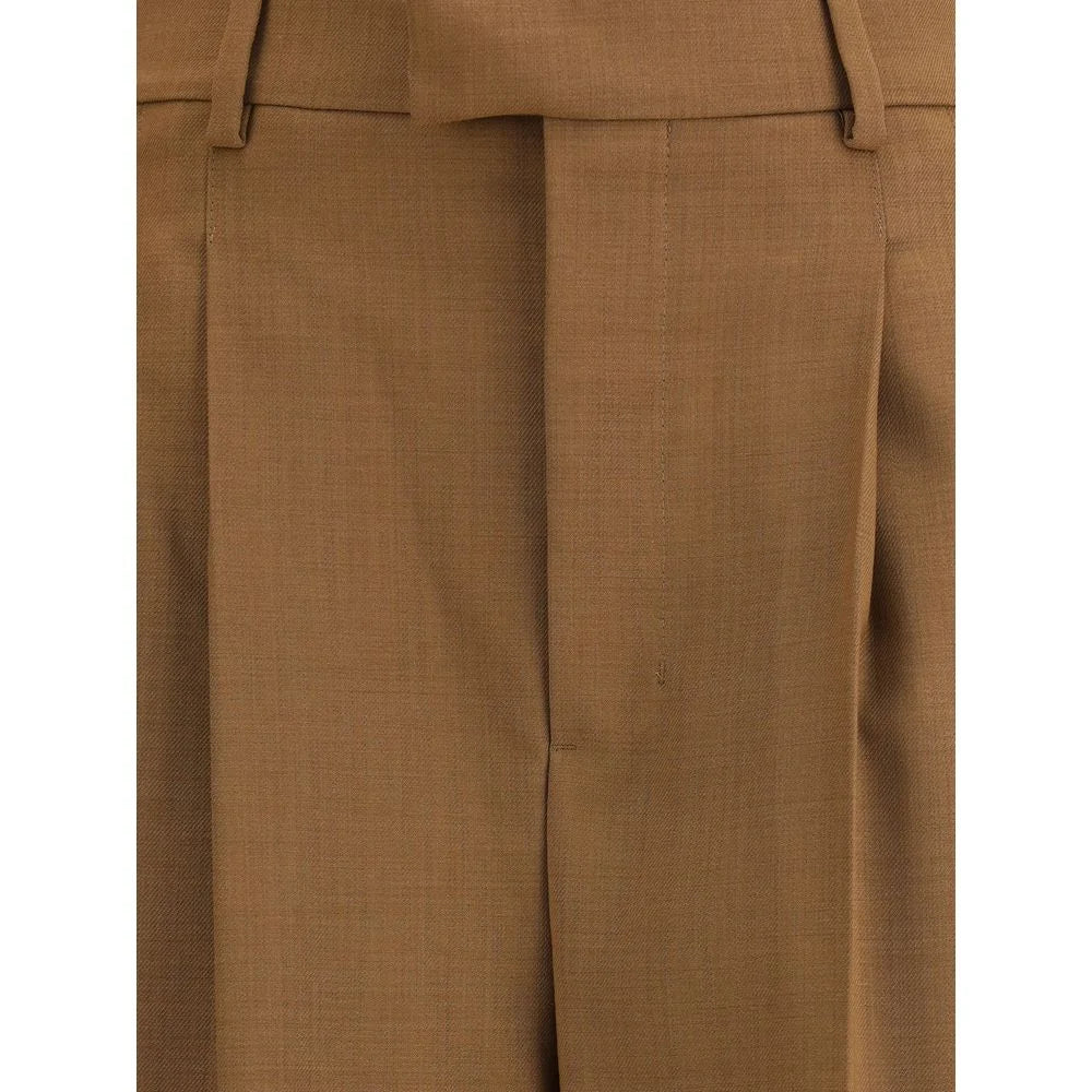 Ami Paris Brown Wool Casual Pants - IT36 | XS - Trousers