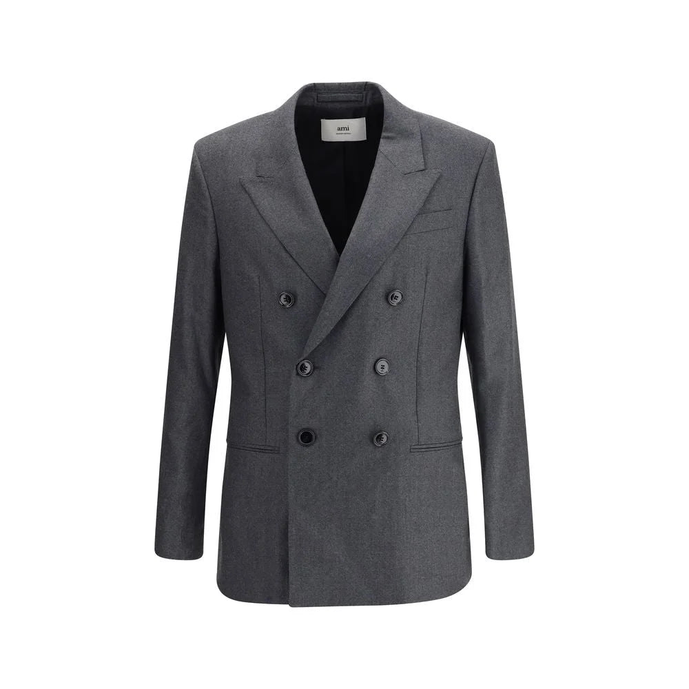 Ami Paris Double-breasted Blazer in Virgin Wool - Sport Jackets