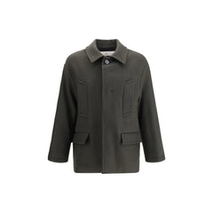 Ami Paris Gray Fleece Wool Coat