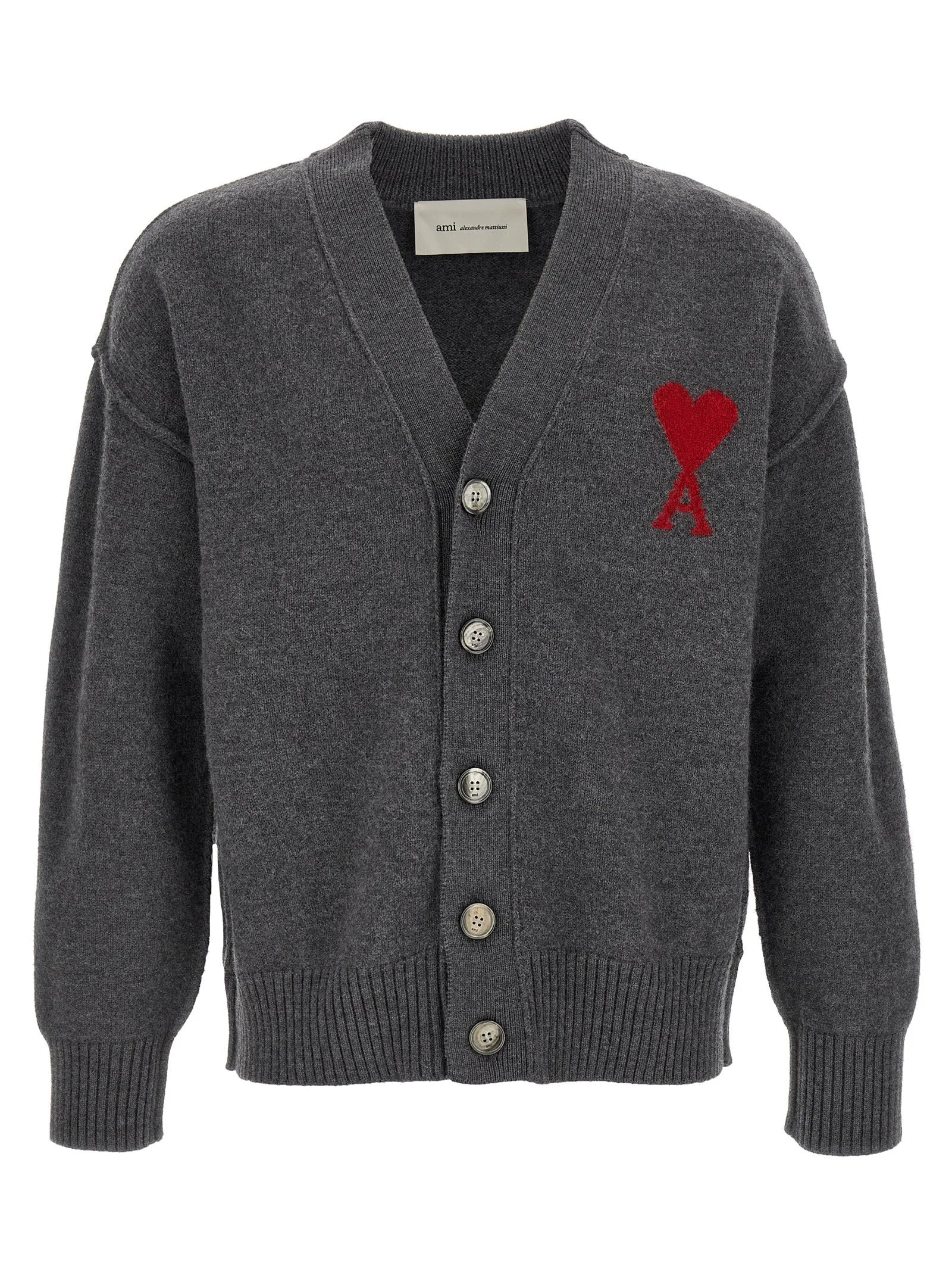 Ami Paris Gray Wool Cardigan - M