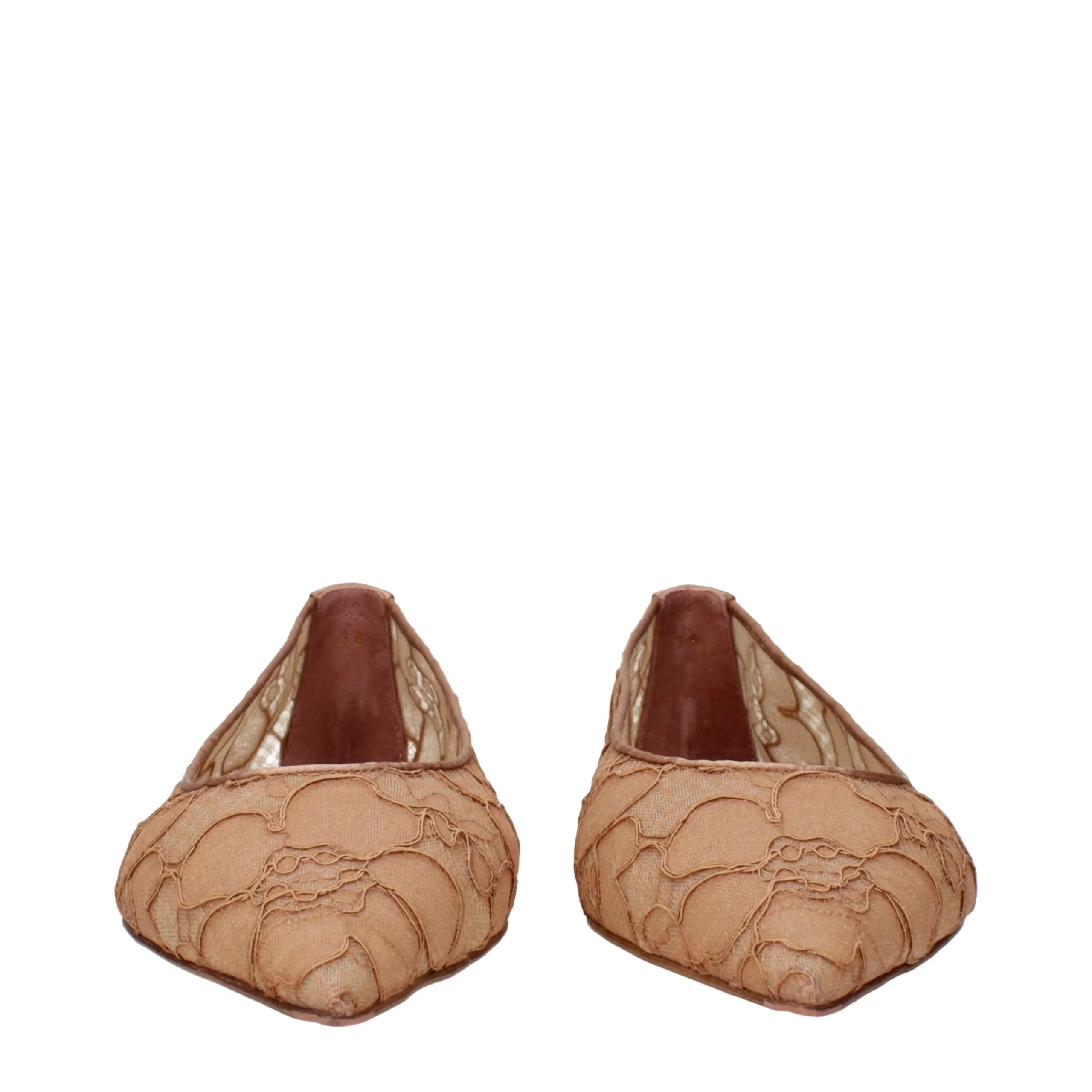 Amina Muaddi Beige Fabric Ballet Flats - EU38/US8