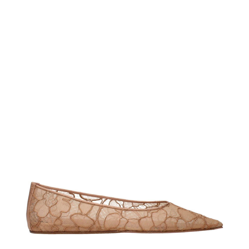 Amina Muaddi Beige Fabric Ballet Flats - EU38/US8