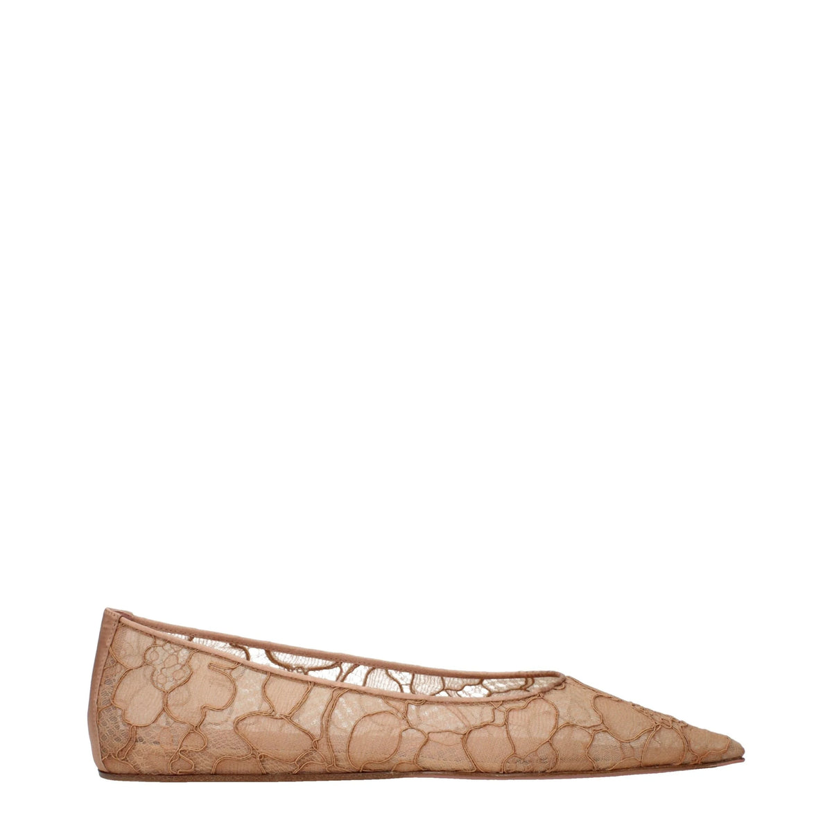 Amina Muaddi Beige Fabric Ballet Flats - EU38/US8