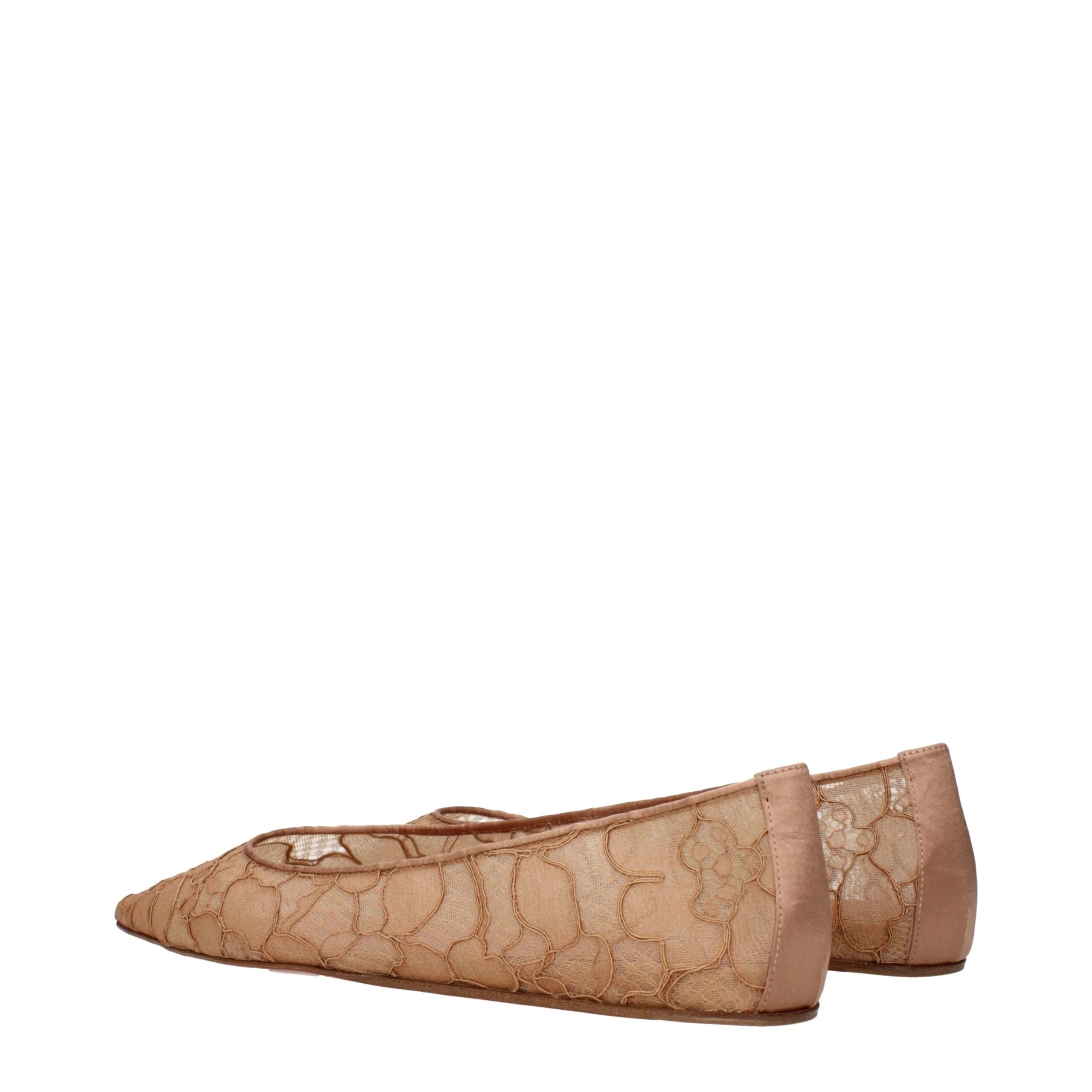 Amina Muaddi Beige Fabric Ballet Flats - EU38/US8
