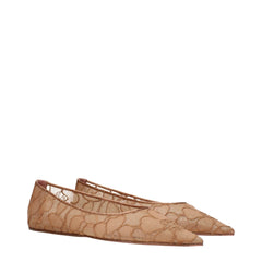 Amina Muaddi Beige Fabric Ballet Flats - EU38/US8