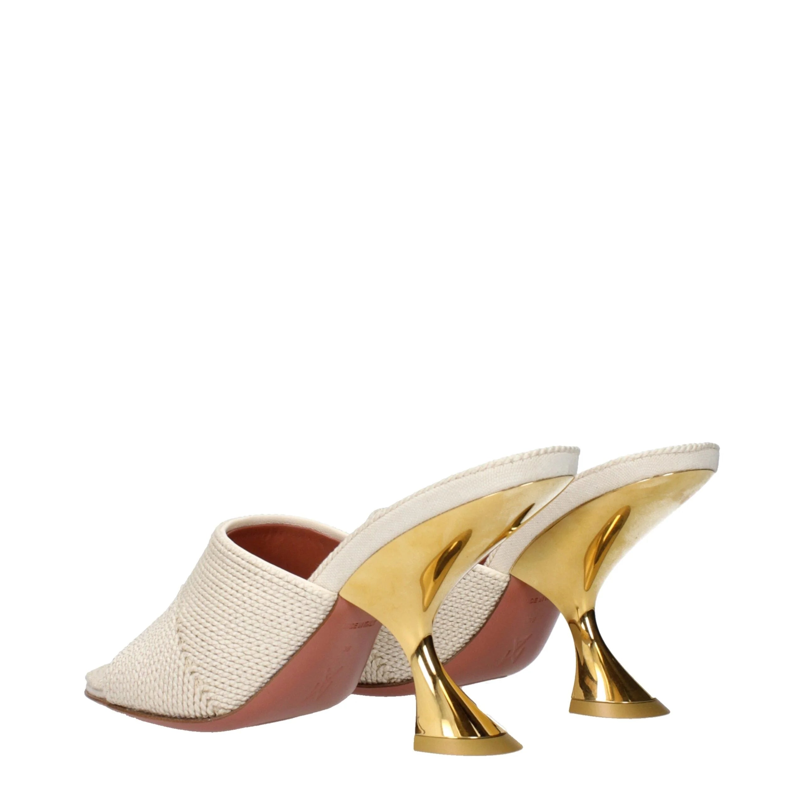 Amina Muaddi Beige Fabric Slippers Sandals