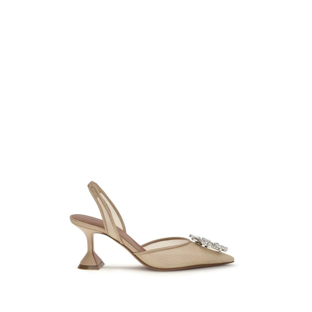 Amina Muaddi Beige Polyester High Heel Pumps - EU36.5/US6.5