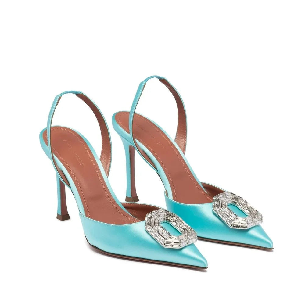 Amina Muaddi Bicolor Silk High Heel Pumps - EU36/US6