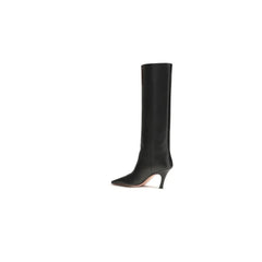 Amina Muaddi Black Calf Leather Bos Taurus Ankle Boots