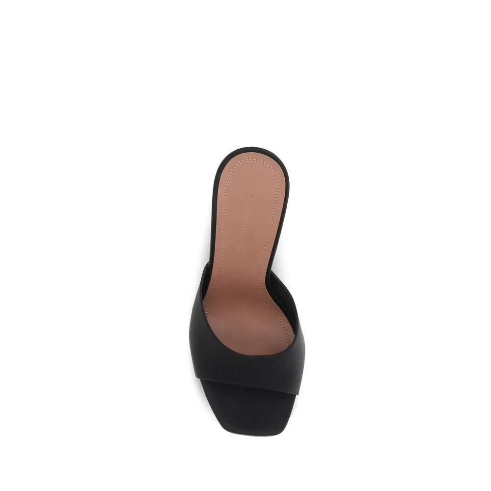Amina Muaddi Black Calf Leather Bos Taurus Platform Sandals - EU40/US10