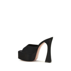 Amina Muaddi Black Calf Leather Bos Taurus Platform Sandals - EU40/US10