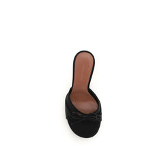 Amina Muaddi Black Calf Leather Bos Taurus Slippers
