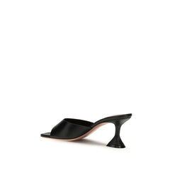 Amina Muaddi Black Calf Leather Bos Taurus Stiletto Heel Sandals - EU39/US9