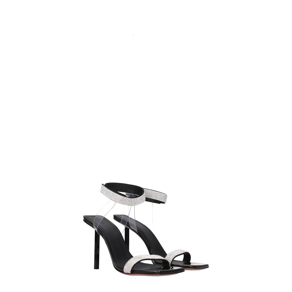 Amina Muaddi Black Crystals Stiletto Heels Sandals
