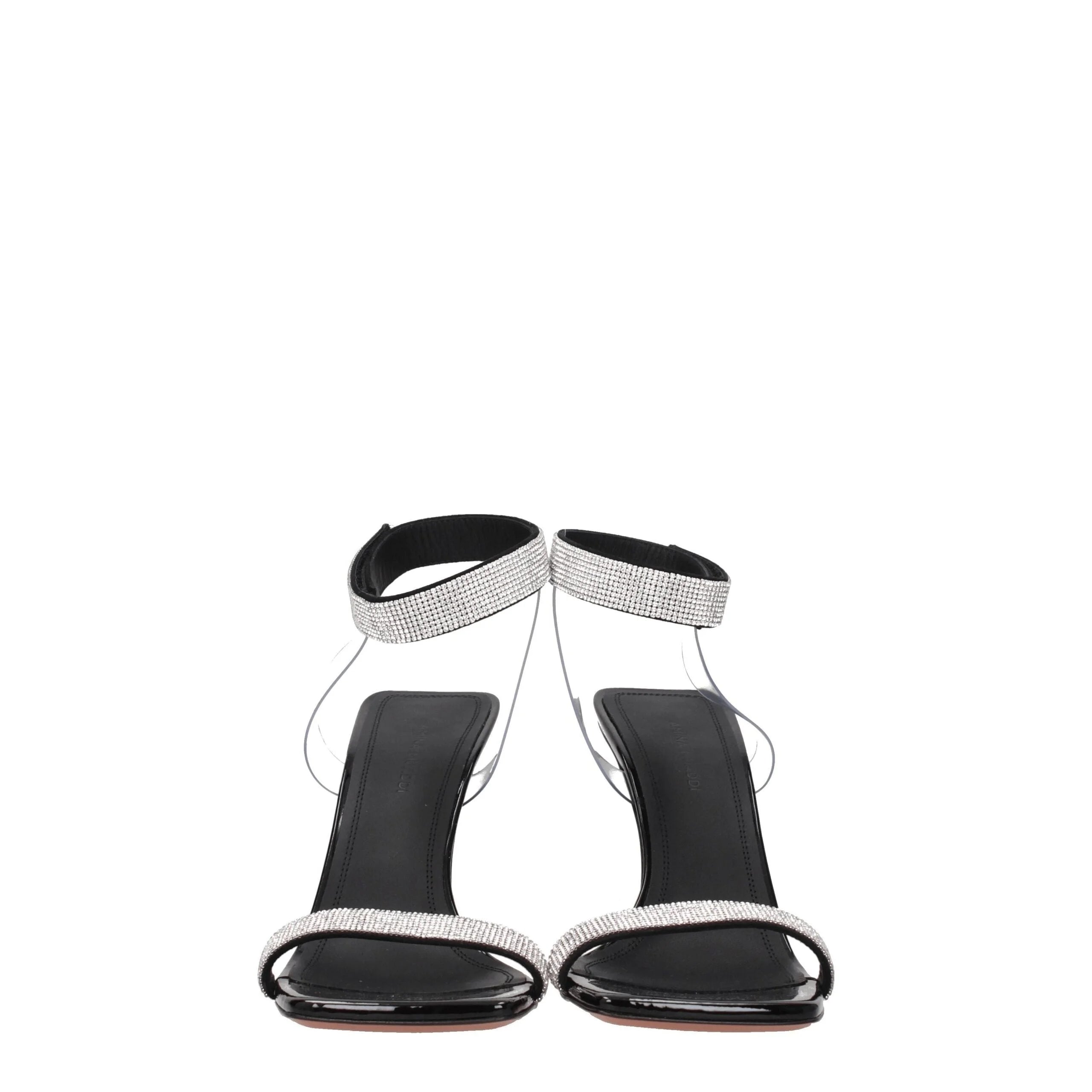 Amina Muaddi Black Crystals Stiletto Heels Sandals