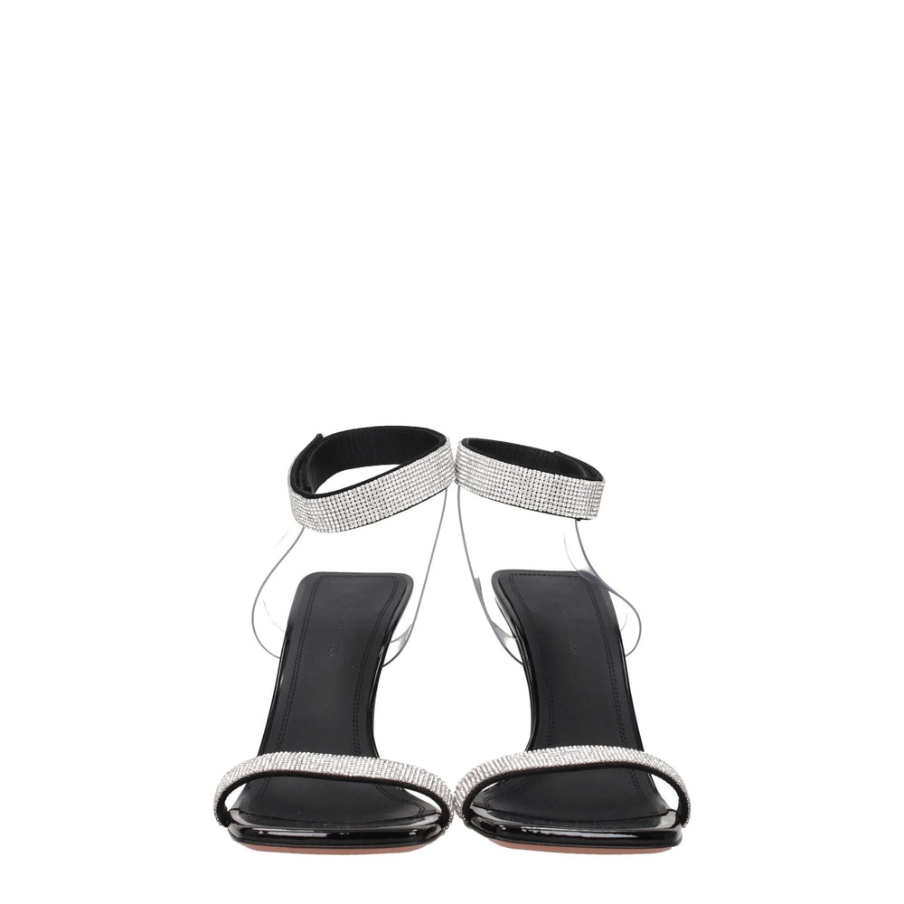 Amina Muaddi Black Crystals Stiletto Heels Sandals