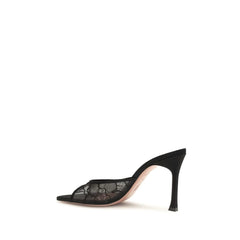 Amina Muaddi Black Fabric Pumps