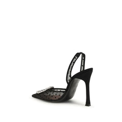 Amina Muaddi Black Glass Platform Pumps
