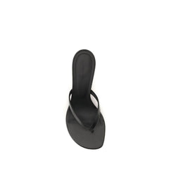 Amina Muaddi Black Lamb Ovis Aries Aries Flat Sandals
