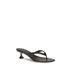 Amina Muaddi Black Lamb Ovis Aries Aries Flat Sandals