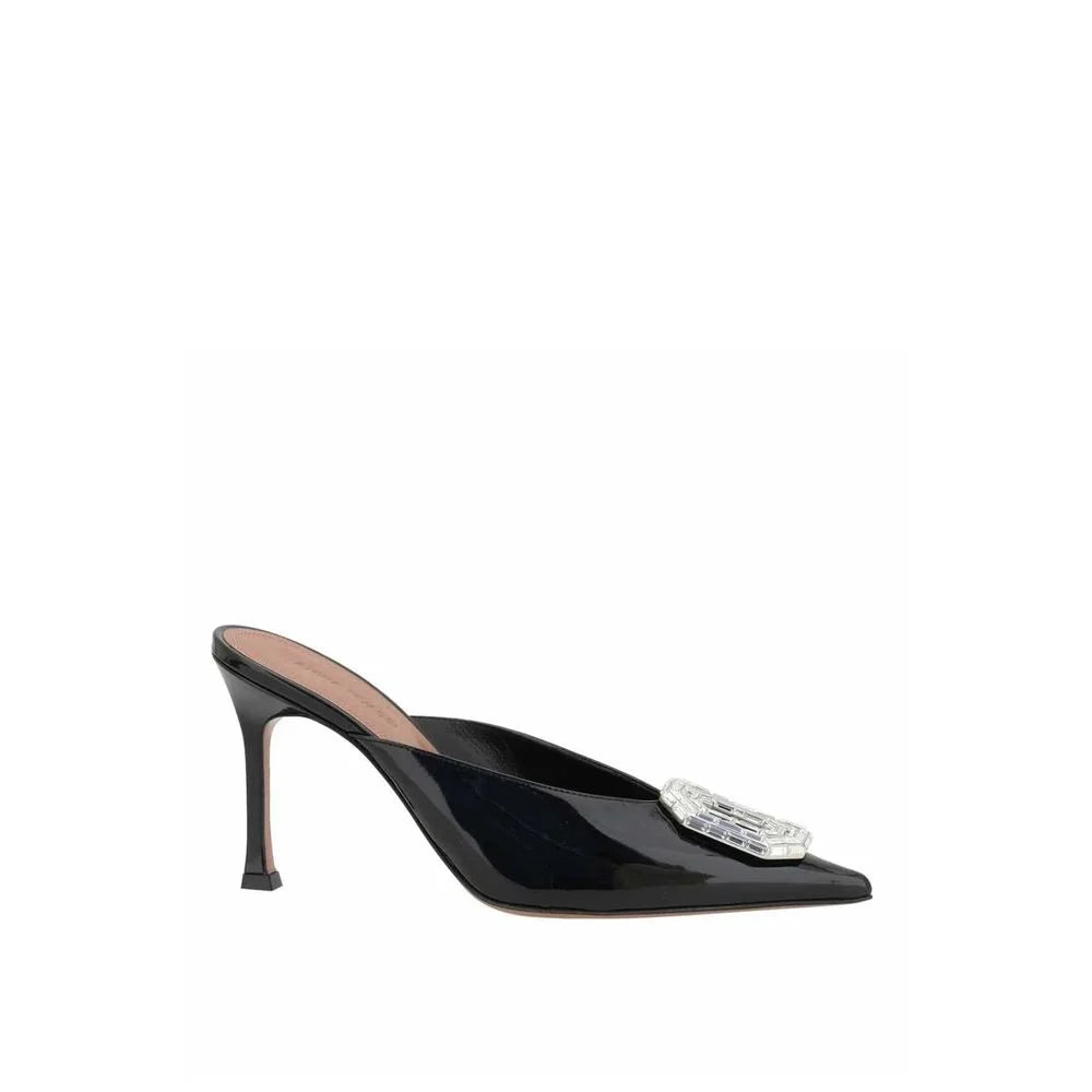 Amina Muaddi Black Leather Mules - EU36.5/US6.5