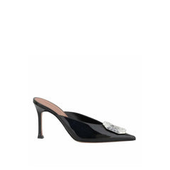 Amina Muaddi Black Leather Mules - EU36.5/US6.5