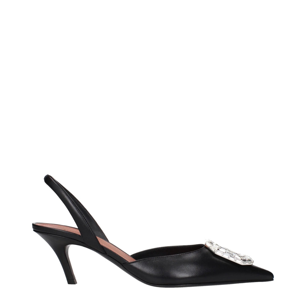 Amina Muaddi Black Leather Pumps - EU40/US10