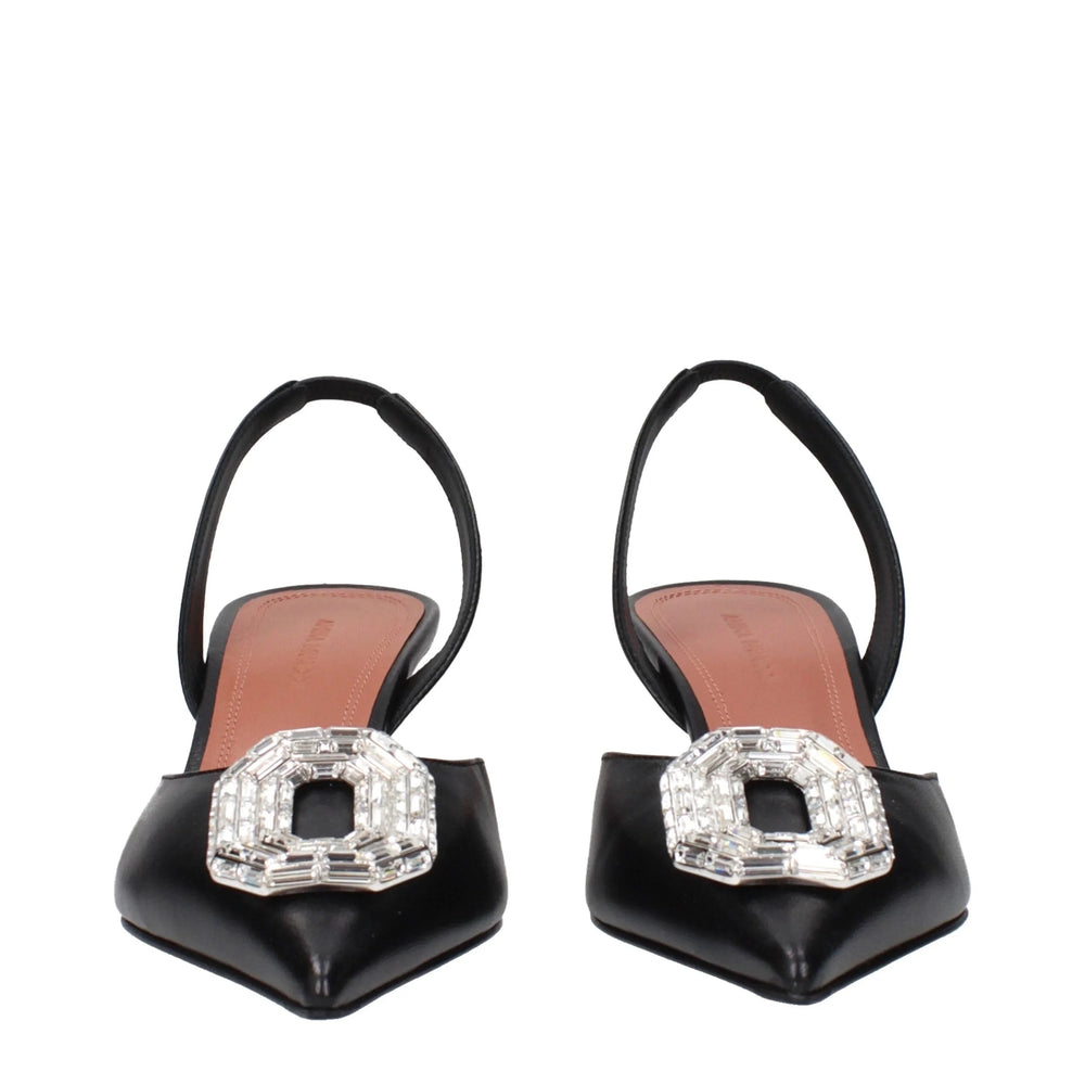 Amina Muaddi Black Leather Pumps - EU40/US10
