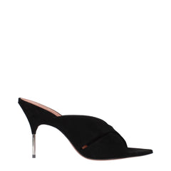 Amina Muaddi Black Leather Stiletto Heels Sandals