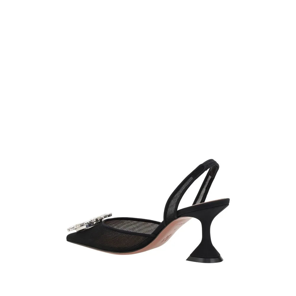 Amina Muaddi Black Polyester Pumps