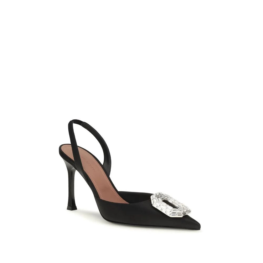 Pump con tacco alto Amina Muaddi in raso nero