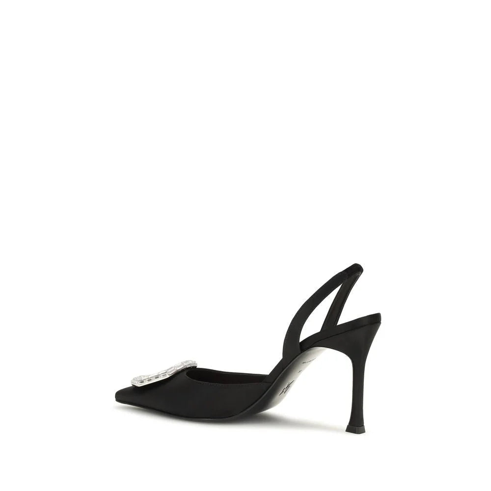 Pump con tacco alto Amina Muaddi in raso nero