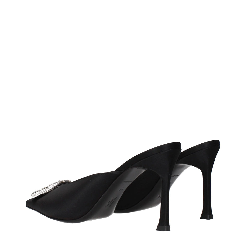 Amina Muaddi Black Satin Pumps