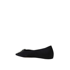Amina Muaddi Black Silk Ballet Flats