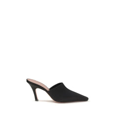 Amina Muaddi Black Silk Sandals - EU38.5/US8.5