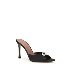 Sandalias de tacón de aguja stiletto de seda negra Amina Muaddi