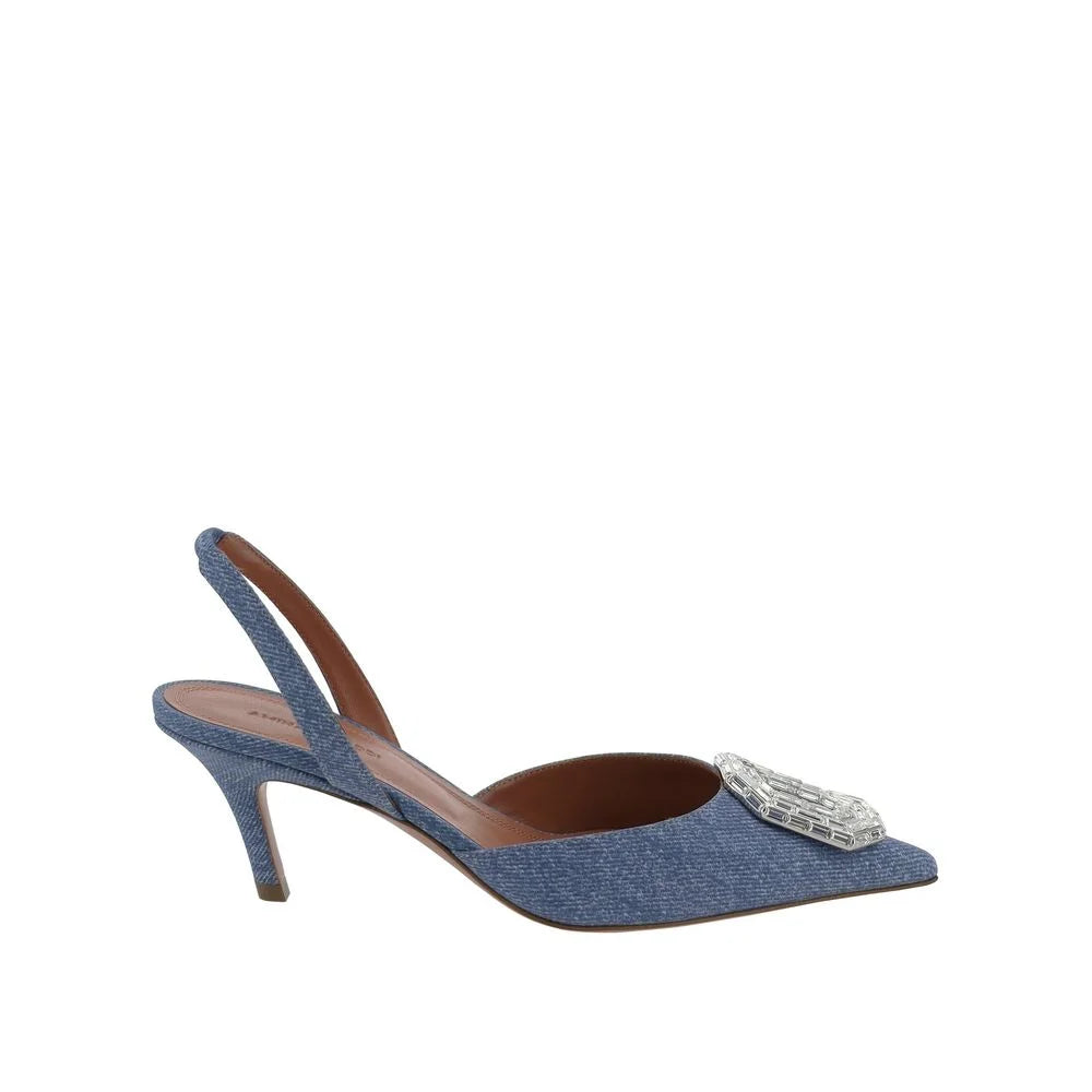 Amina Muaddi Blue Nubuc Leather High Heel Pumps - EU36.5/US6.5