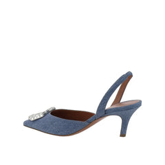 Amina Muaddi Blue Nubuc Leather High Heel Pumps - EU36.5/US6.5