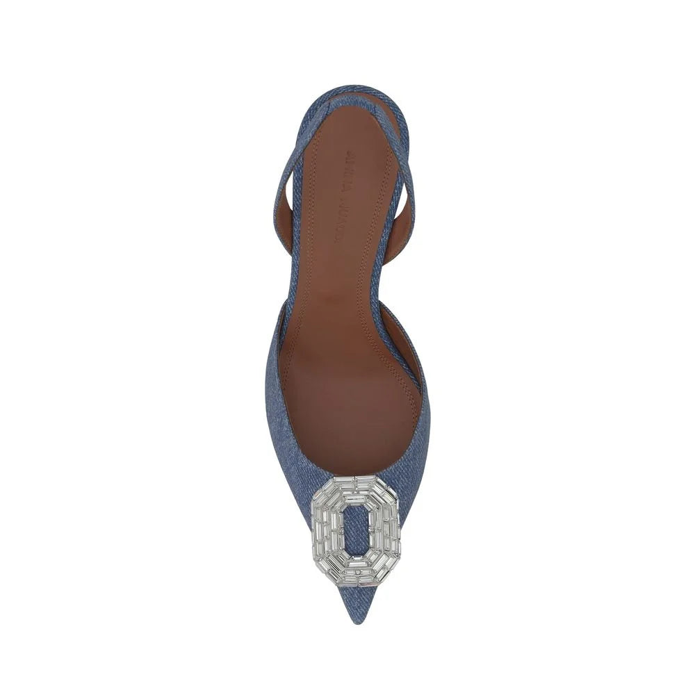 Amina Muaddi Blue Nubuc Leather High Heel Pumps - EU36.5/US6.5