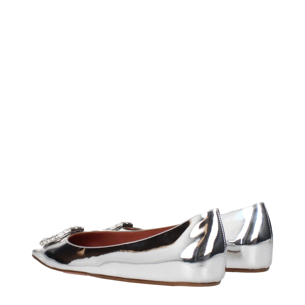 Amina Muaddi Graue Leders Ballerinas