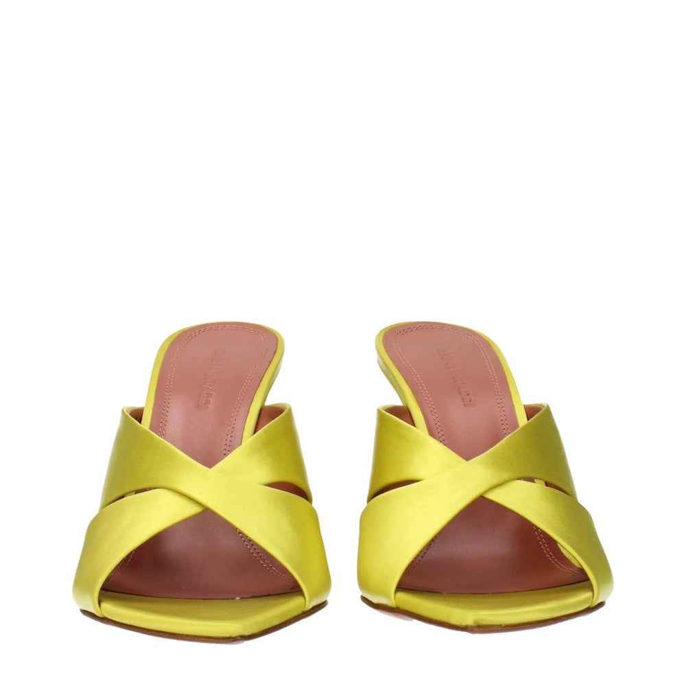 Amina Muaddi Green Satin Stiletto Heels Sandals