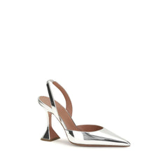 Pumps de tacón alto Bos Taurus de piel de ternera plateada de Amina Muaddi