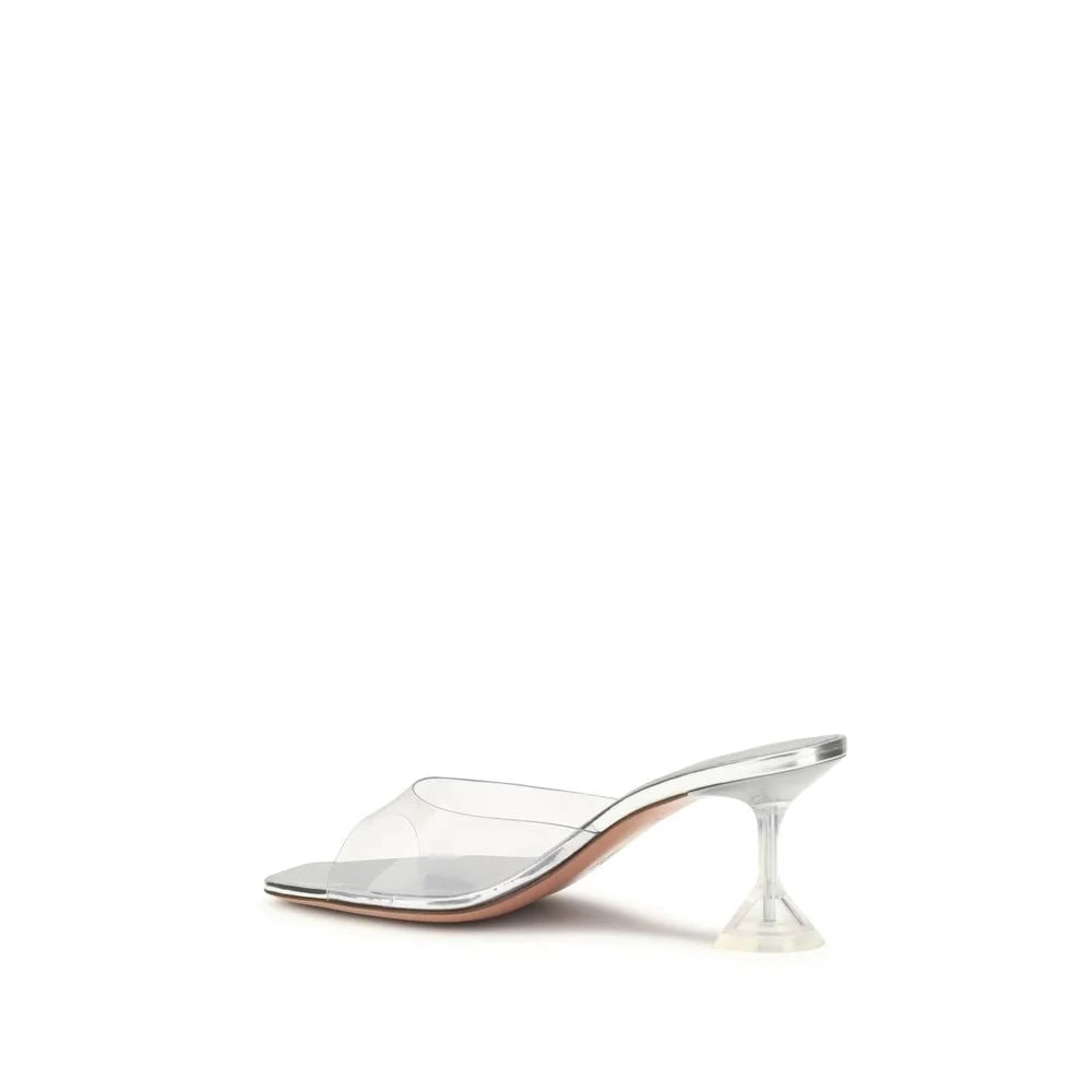 Amina Muaddi Silver Pvc Stiletto Heel Sandals