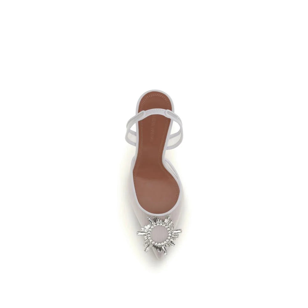 Amina Muaddi White Calf Leather Bos Taurus High Heel Pumps - EU40/US10