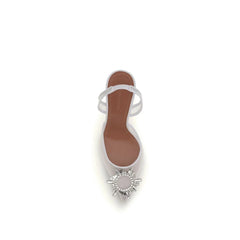 Amina Muaddi White Calf Leather Bos Taurus High Heel Pumps - EU40/US10