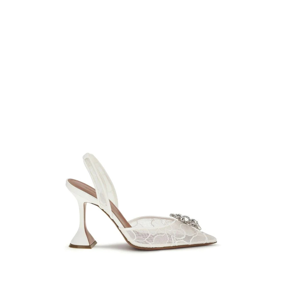 Amina Muaddi White Fabric High Heel Pumps - EU36.5/US6.5