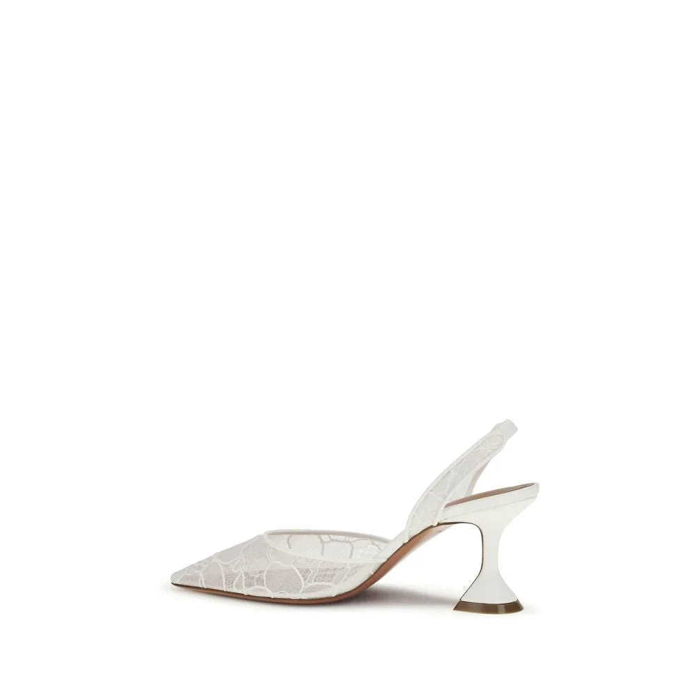 Amina Muaddi White Fabric High Heel Pumps - EU37/US7